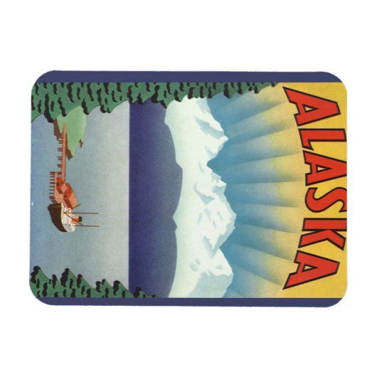 ヴィンテージアラスカ旅行ポスターアート風景風景 マグネット (横)