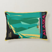 ヴィンテージアラスカ旅行ポスターアート、Taku Glacier アクセントクッション (正面)