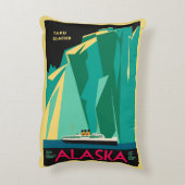 ヴィンテージアラスカ旅行ポスターアート、Taku Glacier アクセントクッション (裏面(縦))
