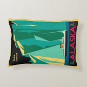 ヴィンテージアラスカ旅行ポスターアート、Taku Glacier アクセントクッション (裏面)