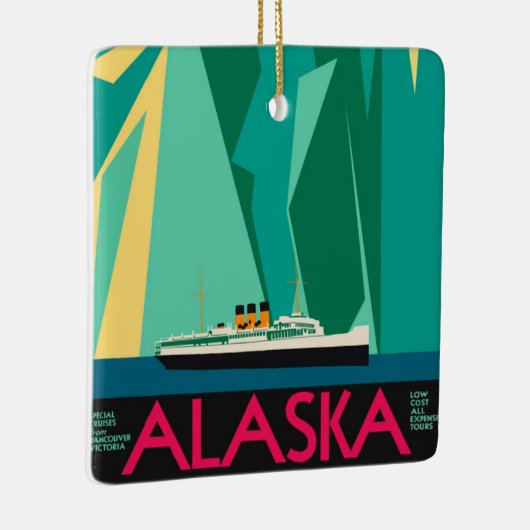 ヴィンテージアラスカ旅行ポスターアート、Taku Glacier セラミックオーナメント (右)
