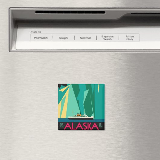 ヴィンテージアラスカ旅行ポスターアート、Taku Glacier マグネット (インサイチュ (食洗機))