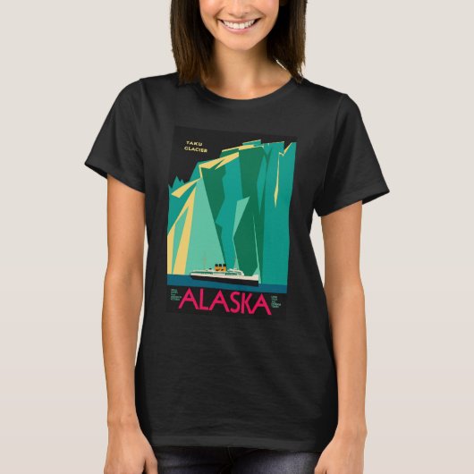 ヴィンテージアラスカ旅行ポスターアート、Taku Glacier Tシャツ (正面)