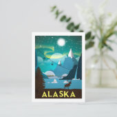 ヴィンテージアラスカ旅行ポスター ポストカード (スタンド正面)