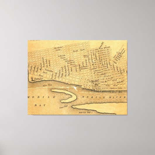 ヴィンテージアラバマの地図(1840) キャンバスプリント (正面)