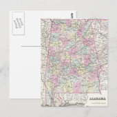 ヴィンテージアラバマの地図（1855年） ポストカード (正面/裏面)