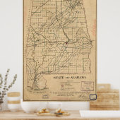 ヴィンテージアラバマの地図(1866) ポスター (キッチン)