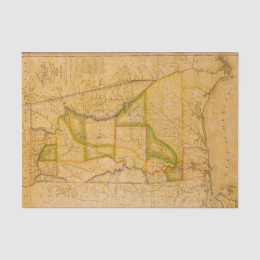 ヴィンテージアラバマの地図by John Melish (1820) 薄葉紙 (正面)