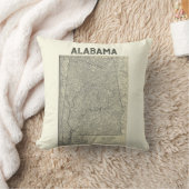ヴィンテージアラバマ地図ピロー クッション (ブランケット)