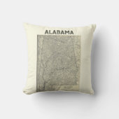 ヴィンテージアラバマ地図ピロー クッション (正面)
