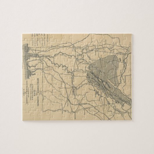 ヴィンテージアラバマ川水系の地図(1887) ジグソーパズル (横)