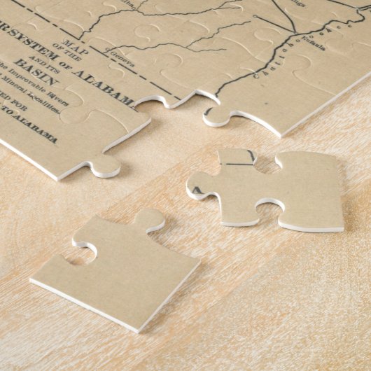 ヴィンテージアラバマ川水系の地図(1887) ジグソーパズル (側面)