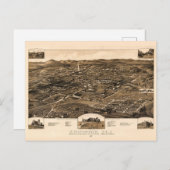 ヴィンテージアラバマ，アニストンの地図(1887) ポストカード (正面/裏面)