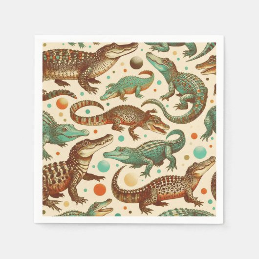 ヴィンテージアリゲーターシーメーズ スタンダードカクテルナプキン (正面)