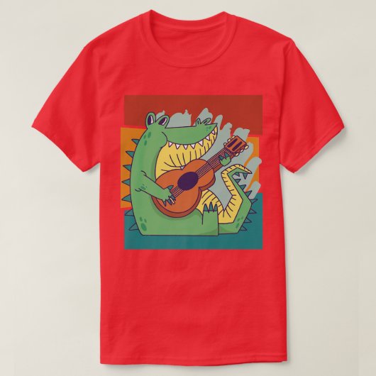 ヴィンテージアリゲーターミュージックワニGuitar1400 Tシャツ (デザイン正面)