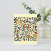 ヴィンテージアリスとフレンドのファブリックのパターン ポストカード (スタンド正面)