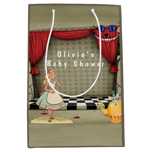 ヴィンテージアリスインワンダーランドガールカスタム ミディアムペーパーバッグ (正面)