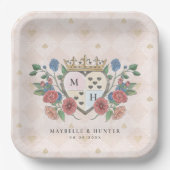 ヴィンテージアリスインワンダーランドクラウンハートモノグラム ペーパープレート (正面)