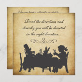 ヴィンテージアリスインワンダーランドティーパーティー誕生日 招待状 (正面/裏面)