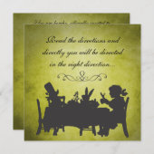 ヴィンテージアリスインワンダーランドティーパーティー誕生日 招待状 (正面/裏面)