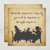 ヴィンテージアリスインワンダーランドティーパーティー誕生日 招待状 (正面/裏面)