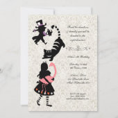 ヴィンテージアリスインワンダーランドティーパーティー誕生日 招待状 (正面)