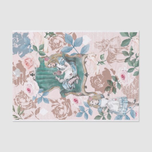 ヴィンテージアリスインワンダーランドデコップピンクローズ 薄葉紙 (正面)