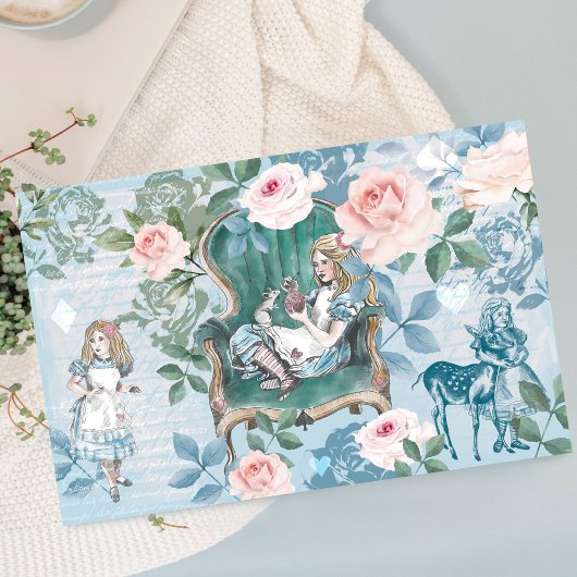 ヴィンテージアリスインワンダーランドデコップピンクローズ 薄葉紙