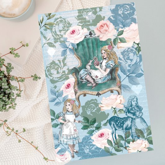 ヴィンテージアリスインワンダーランドデコップピンクローズ 薄葉紙