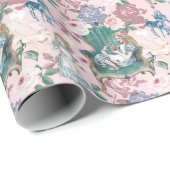 ヴィンテージアリスインワンダーランドピンクローズデコパージュ ラッピングペーパー (ロールコーナー)