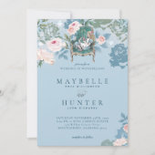 ヴィンテージアリスインワンダーランドピンクローズ結婚ズ 招待状 (正面)