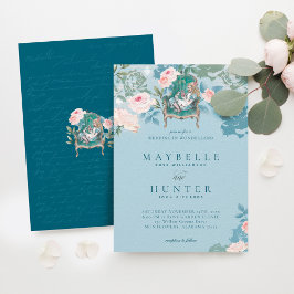 ヴィンテージアリスインワンダーランドピンクローズ結婚ズ 招待状