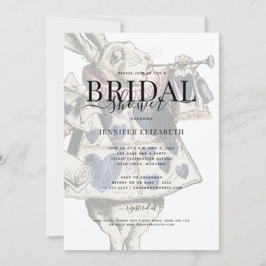 ヴィンテージアリスインワンダーランドブライダルシャワー 招待状 (正面)