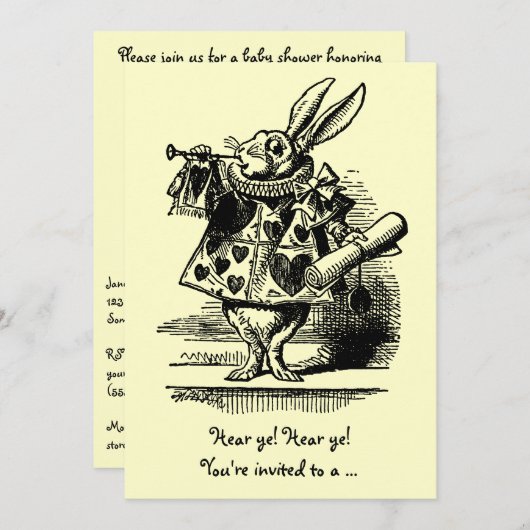 ヴィンテージアリスインワンダーランドベビーシャワー招待状 招待状 (正面/裏面)