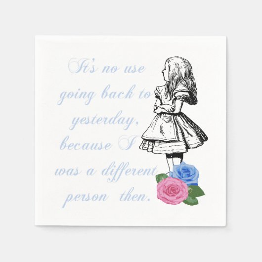 ヴィンテージアリスインワンダーランドホワイト紙ナプキンス スタンダードカクテルナプキン (正面)