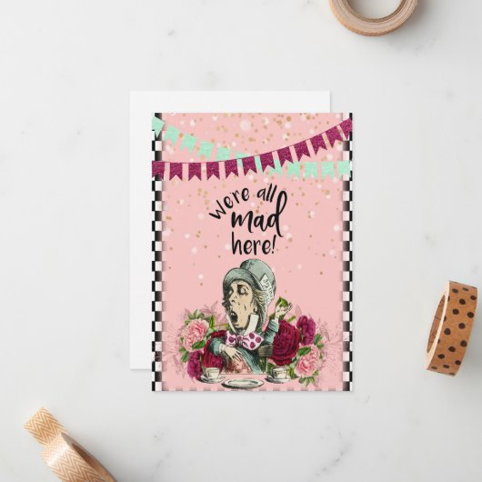 ヴィンテージアリスインワンダーランド不機嫌ハッターティーパーティー ノートカード (正面/裏面インサイチュ)
