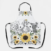 ヴィンテージアリスインワンダーランド水彩ひまわり エプロン (正面)