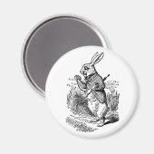 ヴィンテージアリスインワンダーランド白うさぎの時計 マグネット (正面/裏面)