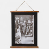 ヴィンテージアリスインワンダーランド白黒ファインアート | 吊り下げ型タペストリー (正面)