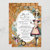 ヴィンテージアリスインワンダーランド誕生日ブライダルベビーI 招待状 (正面/裏面)