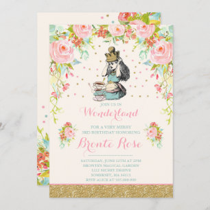 ヴィンテージアリスインワンダーランド誕生日招待状 招待状