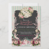 ヴィンテージアリスインワンダーランド誕生日招待状 招待状 (正面)