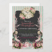 ヴィンテージアリスインワンダーランド誕生日招待状 招待状 (正面/裏面)