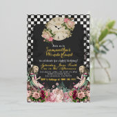 ヴィンテージアリスインワンダーランド誕生日 箔招待状 (立ち正面)