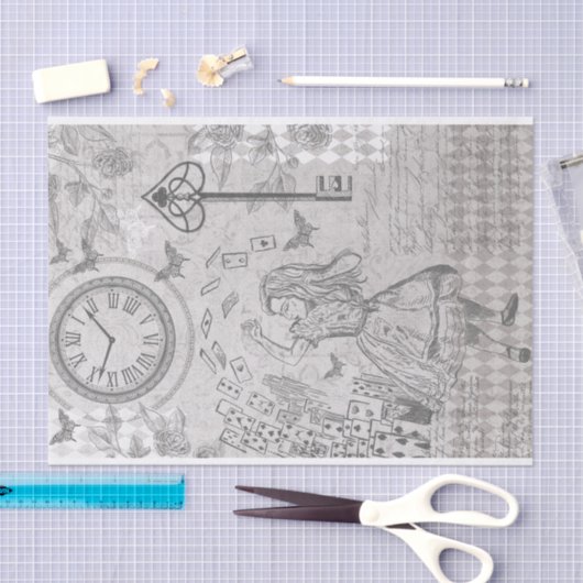 ヴィンテージアリスワンダーランドトランプデクページ 薄葉紙 (クラフト)