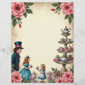 ヴィンテージアリス不機嫌ハッタータティーパーティーフローラ紙 (正面)