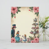 ヴィンテージアリス不機嫌ハッタータティーパーティーフローラ紙 (スタンド正面)