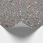 ヴィンテージアリス紙人形黒/白チェッカーボード ラッピングペーパー (角)