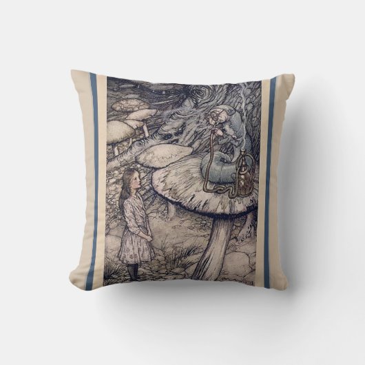 ヴィンテージアリス・イン・ワンダーランドとフーカキャタピラ クッション (正面)