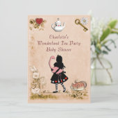 ヴィンテージアリス&フラミンゴワンダーランドベビーシャワー 招待状 (スタンド正面)